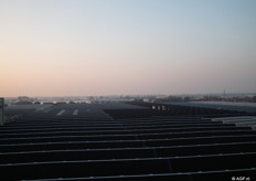 prachtige zonsondergang met vergezicht vanaf het parkeerdek van FloraHolland