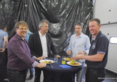 Peter Geelen (Plantmonitoring), Ad de Koning (Hortimax) Jules Klessens (Greenco) en Mark van de Werf