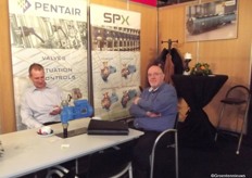 Vertrouwd gezicht: deze gezamenlijke stand van SPX, Pentair en TK Topboilers. Hier Andre van de Pol en David de Wit op de foto.