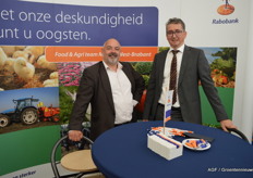 Ruud Matthijsen (rechts) van Rabobank Food & Agri midden West-Brabant en John Jorissen van ABAB