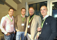 Oud-collega's Edwin van Leeuwen (YEX), William Sonneveld (FV Seleqt) en Lucien en Luuk de Wit, Luba Fresh.