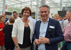 Karin Bemelmans (Nationaal Actieplan Groenten en Fruit) en Bart Leemans (Koppert Cress)