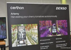 Certhon schoof op het Global Tomato Congress Artemy naar voren. We publiceerden daar eerder over: https://www.groentennieuws.nl/article/9625543/volledig-geautomatiseerde-oogstrobot-cherrytomaten-de-markt-op/